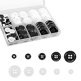 160 Stück Schwarze Weiße Knöpfe, Hemdknöpfe, 4 Löcher Knöpfe, Knöpfe Rund zum Nähen, Basteln Knöpfe, Harz Knöpfe für Nadeln Stricken Handwerk - 10mm, 13mm, 15mm, 20mm, 25 mm
