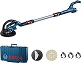 Bosch Professional Trockenbauschleifer GTR 55-225 (550 Watt, Schleifteller-Ø 215 mm, inkl. 1x Schleifblatt M480, 1x Schleifteller-Set weich, 3 x Kabelclip, im Handwerkerkoffer)