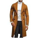 Warehouse Deals Angebote B Ware Mantel Herren Lang Wolle Trenchcoat mit Taschen Einfarbig Revers Windbreaker Thermo Zweireiher Windjacke Warm Business Wintermantel Herren-Mäntel Wollmantel Autumn