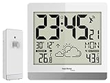 technoline WS8119 digitale Funkwanduhr mit Temperaturanzeige und Wettervorhersage, weiß