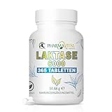 PharmaVital Laktase 6.000 FCC - 365 Tabletten für die Verdauung von Milchprodukten Unterstützt Laktoseintoleranz Laktase Enzym Lactase Reduziert Blähungen, Durchfall und Unwohlsein