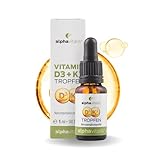 Vitamin D3 K2 Tropfen hochdosiert - K2 aus MK7 99,7% ALL TRANS (K2VITAL® von Kappa) + 25μg (1000 IE) D3 in MCT-Öl für optimale Bioverfügbarkeit - 15ml flüssig - alphavitalis