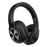 TuneFlux Bluetooth Kopfhörer Over Ear, 80 Std Akkulaufzeit, Kabellos Bluetooth Kopfhörer mit 3 EQ-Modi, HiFi-Stereo, Eingebautes Mikrofon, Faltbares Wireless Kopfhörer-Schwarz