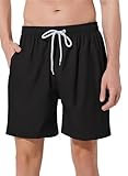 ACHTELEPHS Badehose Herren Schnelltrocknend Badeshorts Männer Boardshorts Badehosen Schwarz Kurze Version M