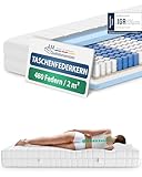 AM Qualitätsmatratzen 7 Zonen Taschenfederkernmatratze 140x220cm H4 - Made in Germany - Ergonomische Federkernmatratze 140x220 mit waschbarem Bezug - Oeko TEX zertifizierte Matratze 140x220 20cm hoch