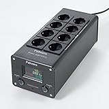 Pailvens Netzfilter Steckdosenleiste HiFi, 8 Fach Entstörfilter Steckdose mit LCD-Anzeige, Überspannungsschutz, Lastschutz bis 15 A, Mehrfachsteckdose für Lautsprecher, CD DVD Player, Schwarz