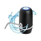 NK Automatischer Wasserspender - USB-Ladegerät, Dosierer aus Stahl, BPA-frei, kaltes Wasser, 1200 mAh, tragbar, für Karaffen und Flaschen 1,5 l, 5,7 l, 10 l, 11,3 l, 15 l, 18,9 l. Schwarz