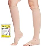 Medizinische Kompressionsstrümpfe Damen & Herren mit Silikonband Open Toe Knee High Calf Compression Socks Firm 20-30 mmHg Abgestufte Unterstützung Stützstrümpfe für Krampfadern, Ödeme