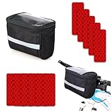 Lenkertasche, Fahrradtasche, Fahrradtasche Lenker, Reflektierende Lenkertasche, Wasserdicht Lenkertasche Fahrrad, mit 10 Reflektor Aufkleber, für Rennrad, Cityräder, MTB, Multifunktional, Schwarz