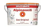 Alpinaweiß Das Original – optimal deckende und ergiebige weiße Wandfarbe – mit Spritz-Schutz-Formel – 12 Liter