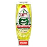 Fairy Spülmittel Max Power Zitrone, effektive Formel für sauberes Geschirr und Fettlösekraft bei fettigsten Töpfen und Pfannen, 545ml