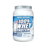 Body Attack 100% Whey Protein - Natural - 900 g - Made in Germany - Extra cremiges Eiweißpulver mit Hydrolysat & BCAA´s, unterstützt Muskelaufbau und Diäten - Für Sportler & Athleten
