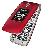 Easyfone Prime-A1 Pro 4G Mobiltelefon Seniorenhandy Klapphandy ohne Vertrag, Großtasten-Handy mit 4G und Tasten Notruffunktion, Taschenlampe, 1500mAh Akku und Ladestation (Rot) (Rot)