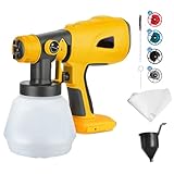 Kabelloser Farbsprüher für Dewalt 18 V/20 V Akku, Handheld-HVLP-Farbspritzpistole mit 4 Düsen, 1000 ml Behälter für Wände, Zaun, DIY, Haus, Hausmalerei
