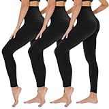 TNNZEET 3er Pack Leggings Damen High Waist Schwarz Leggins Blickdicht für Sport Gym(Schwarz/Schwarz/Schwarz,S-M)