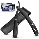 URAQT Rasiermesser, Rasiermesser Herren mit Wechselklinge und Etui, Reise Rasiermesser Barber set mit 30 Doppel Rasierklingen, Barber Rasierer Friseur Herren für Mehr Präzision Handbart Kit (Schwarz)
