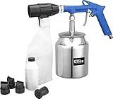 Güde DL-Sandstrahlpistole m. Rückgewinnung 750ml (Druckluftbedarf 350 l/min, 3 bar, IG 1/4 ', Gehäuse und Saugbecher aus Aluminium, 5 Strahlaufsätze, für Körnung 0,2-0,8 mm, inkl. Strahlsand)