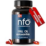 NFO OMEGA 3 KRILL OIL Astaxanthin [60 Kapseln] Hergestellt in Norwegen Hochdosiert Krillöl, mit Fischöl und hochdosiertem EPA & DHA als Astaxanthin & Phospholipide Komplex aus Wildfisch und Krill