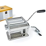 ALL EAZY HOME & KITCHEN Nudelmaschine manuell aus Edelstahl • Pasta Maker 3-in-1 für Nudeln und Teigplatten • Einfache Reinigung