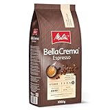Melitta BellaCrema Espresso Ganze Kaffee-Bohnen 1kg, ungemahlen, Kaffeebohnen für Kaffee-Vollautomat, kräftige Röstung, geröstet in Deutschland, Stärke 5