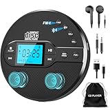 NEU 2025 Bluetooth CD Player Tragbar, Greadio Discman CD Player mit 2000mAh Wiederaufladbarer, Kompatibler FM-Transmitter, USB, AUX-Ausgang, CD Spieler mit Kopfhörer und Anti-Skip/Stoßfest
