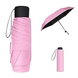 Vicloon Mini, Pocket Taschenschirm mit 6 Edelstahl Rippen, Sonnenschutz, Freien UV Faltender Regenschirm, Klein, Leicht, für Erwachsene und Kinder - Rosa