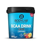 Bodylab24 BCAA Drink Powder Matrix Formula Fruchtmix 300g, pro Portion 5g BCAA mit Glutamin, Vitaminen und Magnesium, ideal nach dem Training oder vor dem Schlafengehen