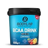 Bodylab24 BCAA Drink Powder Matrix Formula Fruchtmix 300g, pro Portion 5g BCAA mit Glutamin, Vitaminen und Magnesium, ideal nach dem Training oder vor dem Schlafengehen