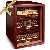 Humidor Zigarren Marvero handgefertigter Zigarrenhumidor,Cigar Humidor, Zedernholz-Humidor für 150 Zigarren mit genauem Hygrometer, humidor befeuchter. Geschenke für Zigarren-Liebhaber