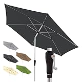 Doppler Sonnenschirm SL-AZ Auto Tilt 330 cm Anthrazit I Gartenschirm knickbar I Kurbelschirm mit UV-Schutz 80+ I Kurbelschirm aus Aluminium I regenabweisendes Polyester-Schirmdach