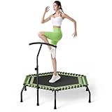 The Fellie Rebounder Trampolin für Erwachsene, 121,9 cm, Mini-Trampolin mit verstellbarem T-Griff, Indoor-Outdoor, Fitness-Trampoline, kleiner Bungee-Rebounder für Workout-Übungen, Grün