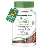 Fairvital | Fermentierter Roter Reis 600mg - Monascus purpureus Kapseln - HOCHDOSIERT mit 2,95mg Monacolin K pro Kapsel - VEGAN - 120 Kapseln