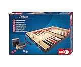 Noris 606101712 - Deluxe Backgammon, der Spieleklassiker im handlichen Koffer in edler Ausführung - auch für unterwegs geeignet, ab 8 Jahren, Meerkleuren