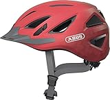 ABUS Stadthelm Urban-I 3.0 - Fahrradhelm mit Rücklicht, Schirm und Magnetverschluss - für Damen und Herren - Koralle, Größe L (56-61 cm), Rot (living coral)