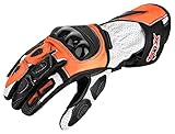 XLS Motorradhandschuhe Leder mit Protektoren in Orange (XL)