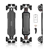 Exway Atlas Carbon-4WD Fibre Off-Road Elektro-Skateboard mit Fernbedienung, Höchstgeschwindigkeit 50 Kph, Reichweite 29 Kilometer, IP55 Wasserdicht, Max Last 353kg, Erwachsenen Elektro-Longboard