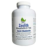 Zeolith Pulver 200 Kapseln BASISCHE Vulkan Mineralien [NATUR pur] Ohne Nanopartikel ultrafein mikronisiert & aktiviert [OHNE Zusatzstoffe] 26151