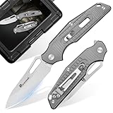 HX OUTDOORS Taschenmesser für Männer, Klappmesser mit Clip, D2 Stahlklinge Titan Griff, scharfes EDC Tactical Messer für Camping Wandern Überleben im Freien, Taschenmesser für Weihnachten Geschenk