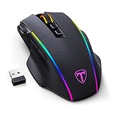 RisoPhy Gaming Maus Kabellose RGB,2.4G/USB-C/Bluetooth Maus mit 8 Programmierbare Tasten/10000DPI/7 RGB Beleuchtung,Wireless Ergonomische Maus für PC/Mac Gamer