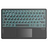 Inateck Tablet Tastatur mit Touchpad,KI-Funktion,Ultra Slim Tastatur für Windows, iPad OS, Android, iOS-Systeme,7-Farbiger Hintergrund Beleuchtung,Unterstützen Selbst Entwickelte App,QWERTZ,KB01104