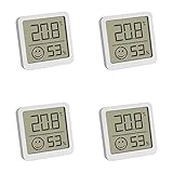 TFA Dostmann digitales Thermo-Hygrometer, 4er Set, 30.5053.02.04, Innentemperatur und Luftfeuchtigkeit, klein und handlich, zum Aufstellen oder Hängen, (L) 46 x (B) 13 (34) x (H) 43 mm, weiß