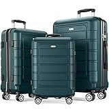 SHOWKOO Kofferset 3 Teilig Hartschale Leicht ABS+PC Erweiterbar Reisekoffer Haltbar Trolley Handgepäck Sets mit TSA Schloss und 4 Rollen (M L XL -Armeegrün)