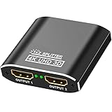 Fokky HDMI Splitter, 4K HDMI Splitter 1 In 2 Out Gleichzeitig, Aluminium Hdmi Verteiler 1 in 2 Out, Adapter 2 Monitore Erweitern Xbox,PS4,PS3,Blu-Ray DVD,Firestick,HDTV(NOT Extended Display)