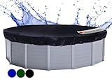 QUICK STAR Poolabdeckung Rund für 320-366 cm Pools | Planenmaß Ø 420 cm | Schwarz | Sommer & Winter Poolplane | Solar Abdeckplane 200g/m² PE Zweifach Beschichtete Abdeckung | Solarplane UV-Resistent