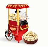 NK Retro Popcornmaschine, elektrisch, 1200 W, einfach zu bedienender Knopf, Zubereitung in 2 Minuten, Heißluft, Größe 0,3 l, tragbar, ideal für zu Hause