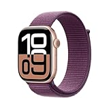 Apple Watch Series 10 [GPS, 46mm] - Roségoldenes Aluminiumgehäuse mit Sportschlaufe, Pflaume — Einheitsgröße (Generalüberholt)