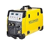 WELDINGER synergischer Schweißinverter MEW 250 SYN Alu MIG-Aluminiumschweißen (250 A MIG/MAG WIG Elektrode MMA) 5 Jahre Garantie