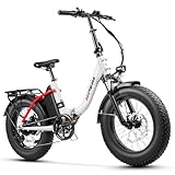 Hipeak Ebike Klappbares Elektrofahrrad für Erwachsene, 250W Motor, Geschwindigkeiten bis zu 25 km/h, Große 48V 15Ah Herausnehmbare Batterie, 20'x4.0' Fat Tire Fahrrad