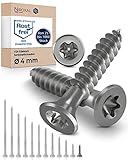 NietFullThings Edelstahlschrauben Torx Holzschrauben 4x16 Edelstahl V2A rostfrei Spanplattenschrauben für Holz Vollgewinde 4mm stark 16mm lang 100 Stück Schrauben Holz A2