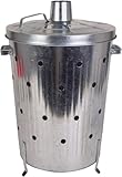 BURI 75 Liter verzinkter Komposter Feuerschale Brenner Holzofen Silber für Gartenabfälle Humus